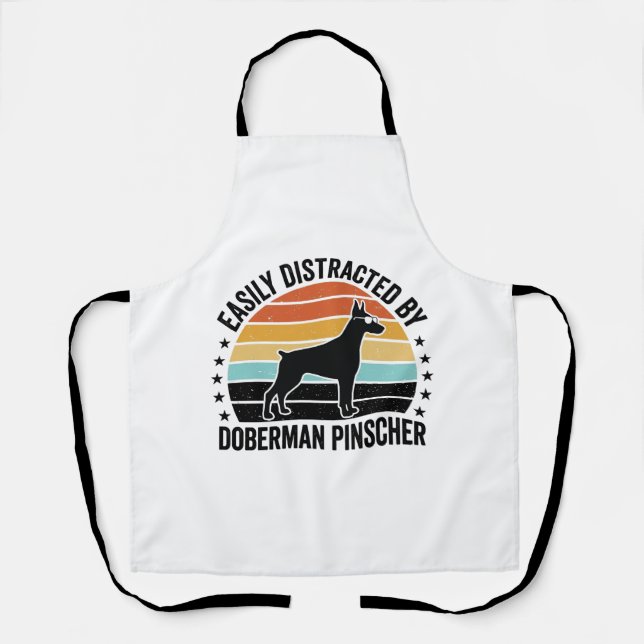 Doberman Pinscher Vintage Sunset Graphic Tee Desig Apron (Front)