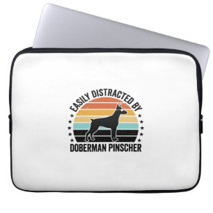 Doberman Pinscher Vintage Sunset Graphic Tee Desig Laptop Sleeve