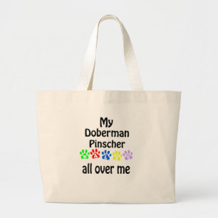 Doberman Pinscher Walks Design Large Tote Bag