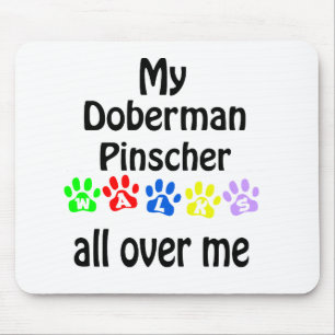 Doberman Pinscher Walks Design Mouse Pad