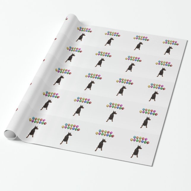Doberman Pinscher wishing Happy New Year 2016 Wrapping Paper (Unrolled)