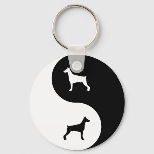 Doberman Pinscher Yin Yang Keychain