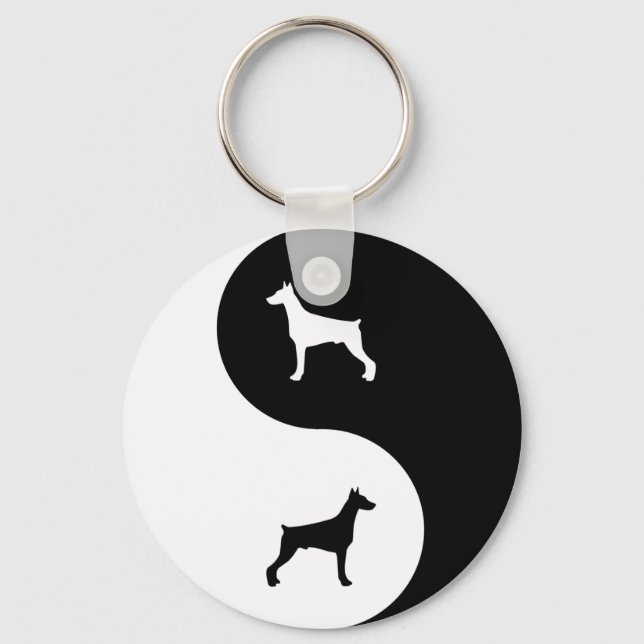 Doberman Pinscher Yin Yang Keychain (Front)