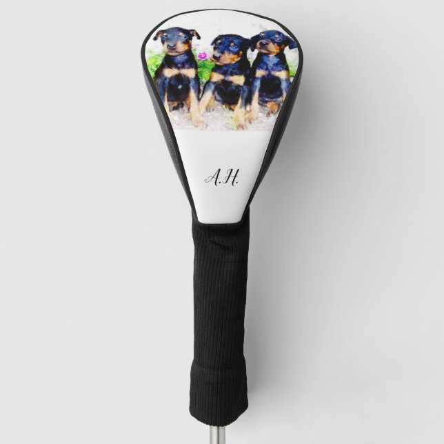 Doberman Pinschers dog monogrammed golf head cover (Front)