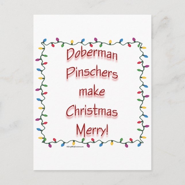 Doberman Pinschers Make Christmas Merry Holiday Postcard (Front)