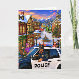 Doberman Police Dog Holiday Card