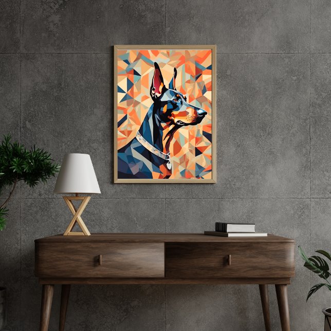 Doberman poster {BD-C1} Orange Black l geometric (Creator Uploaded)
