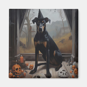 Doberman Pumpkins Halloween Scary Magnet
