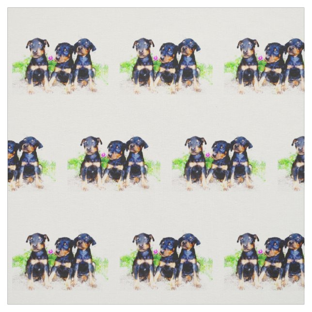 Doberman puppies dog Custom Fabric (Swatch)