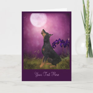 Doberman Purple Moon Imaginaire chien Carte photo 