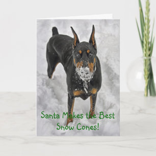 Doberman Santa Makes Best Snow Cones Hoiday Card
