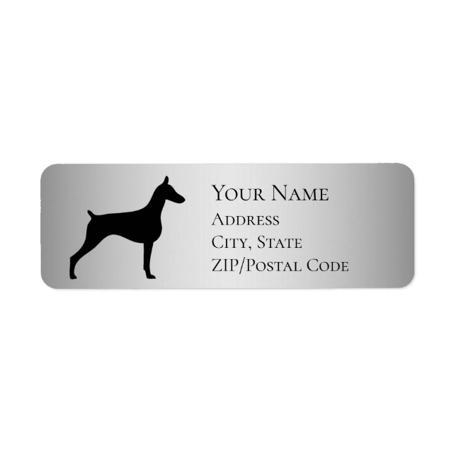 Doberman Silhouette Adresse de retour (Devant)