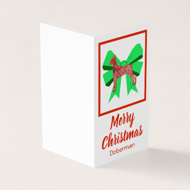 Doberman Silhouette Christmas Dog & Bow Gift Tag (Outside)