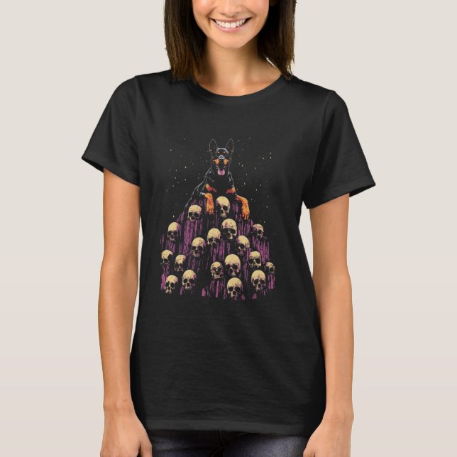 Doberman Skeleton Dog Goth T-Shirt (Front)