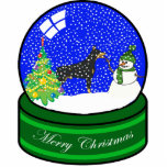 doberman snow globe photo sculpture ornament<br><div class="desc">cute holiday ornament</div>