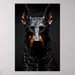 Doberman Steel Vibe Silhouette Vertical  Poster