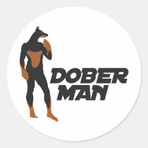 DoberMan Superhero 2 Classic Round Sticker