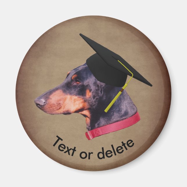 Doberman The Graduate Funny Dog Personalized Magnet (Front)