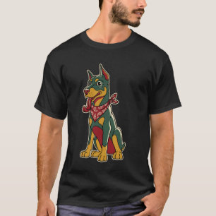 Doberman Tongue Out Retro Dog Art Paisley Bandana T-Shirt