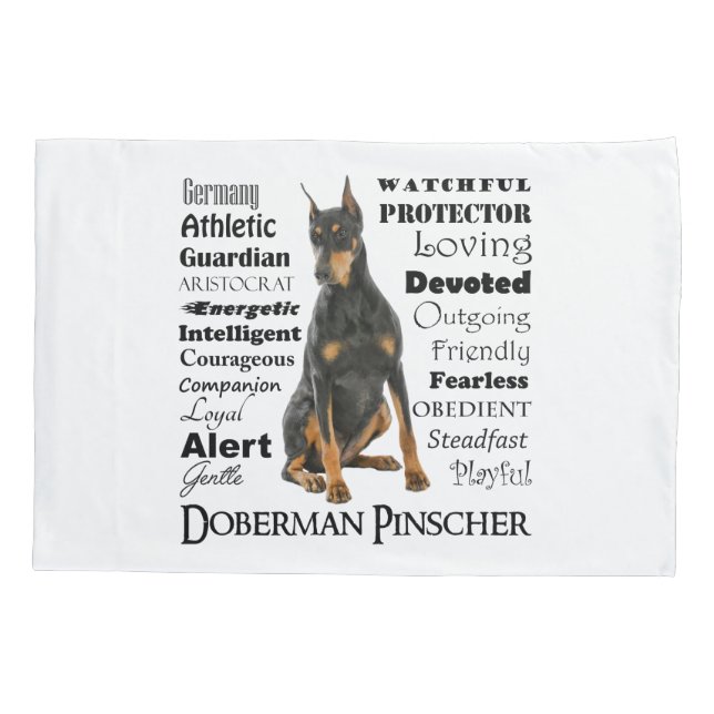Doberman Traits Pillow Case (Back)