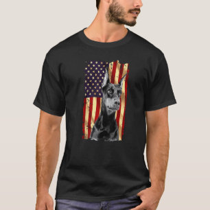 Doberman Us Flag July 4th Patriot Doberman Dog Mom T-Shirt