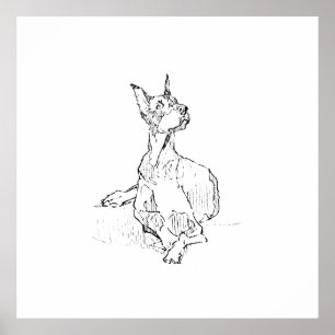 Doberman Wall Art – Minimalist Dog Line Drawing