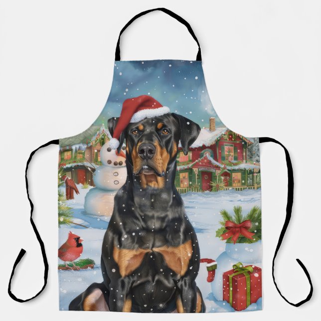 Doberman Winter Wonderland Christmas Joy  Apron (Front)