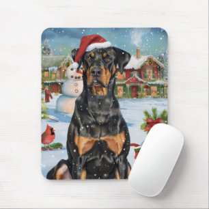 Doberman Winter Wonderland Christmas Joy Mouse Pad