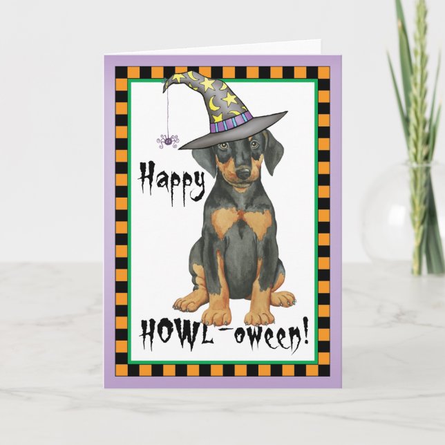 Doberman Witch Card (Front)