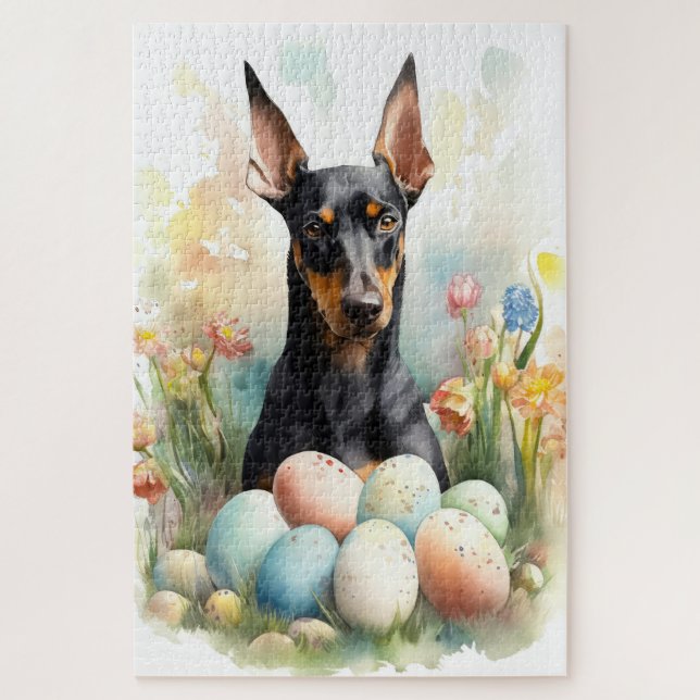 Doberman with Easter Eggs Jigsaw Puzzle (Vertical)