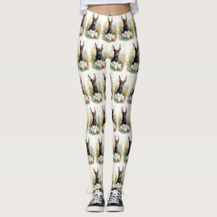 Doberman with Easter Eggs Leggings