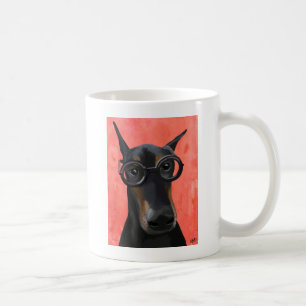 Doberman With Glasses Coffee Mug
