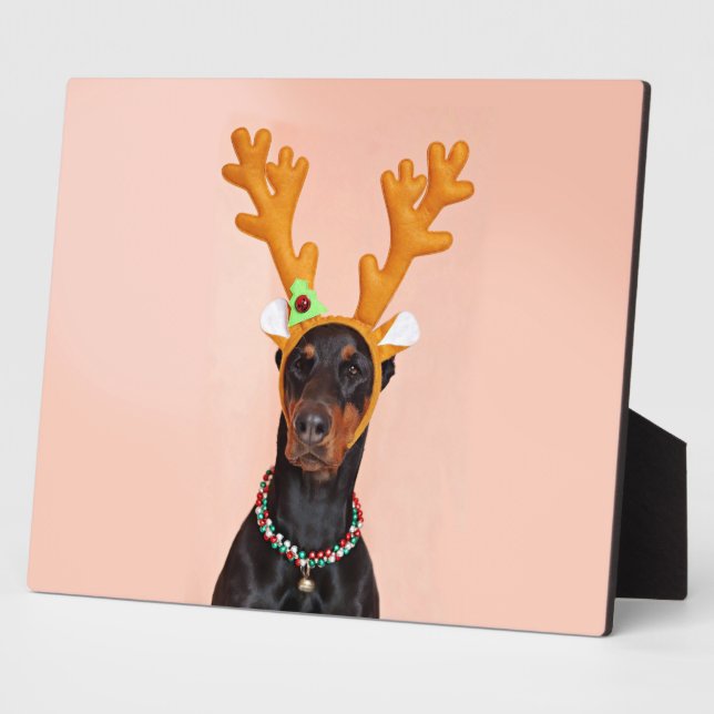 Doberman with Horns of a Deer Plaque (Side)
