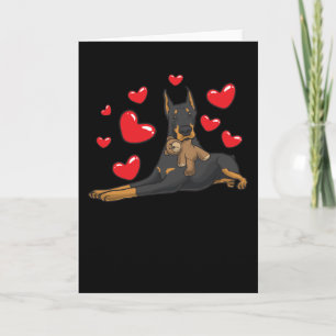 Doberman with stuffed animal card