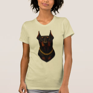 Doberman womens Black and Beige T-Shirt
