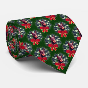 Doberman Wreath Christmas Holiday Tie