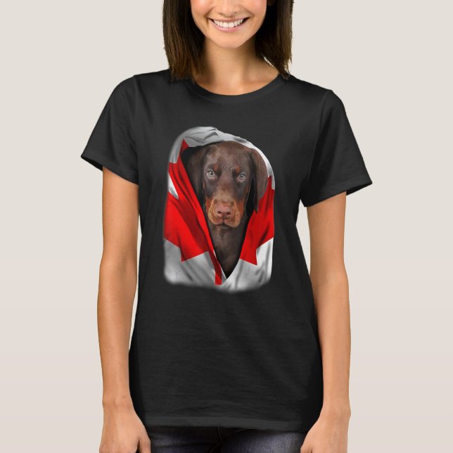Dobermann Canada Flag  Dogs T-Shirt (Front)