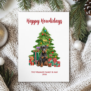 Dobermann Dog Family Christmas Holiday Card