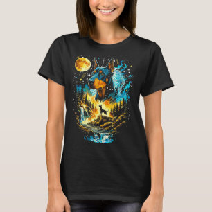 Dobermann dog howling to the moon vintage T-Shirt