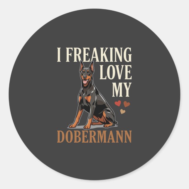 Dobermann Love Dog Lover Classic Round Sticker (Front)