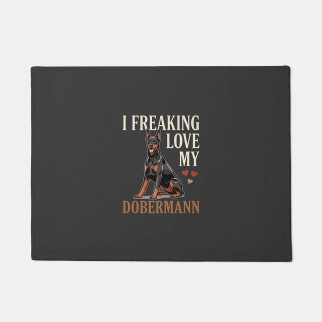 Dobermann Love Dog Lover Doormat (Front)