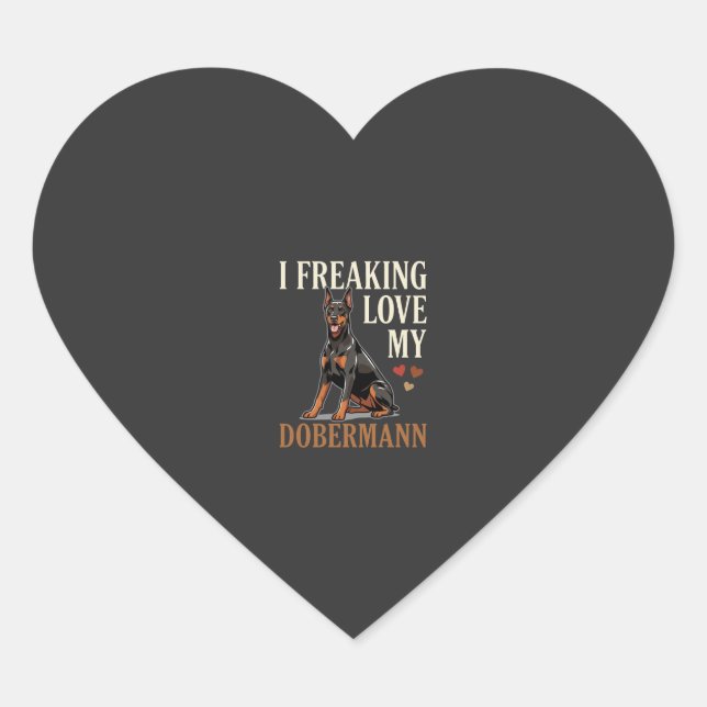 Dobermann Love Dog Lover Heart Sticker (Front)