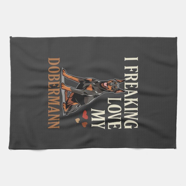 Dobermann Love Dog Lover Kitchen Towel (Horizontal)