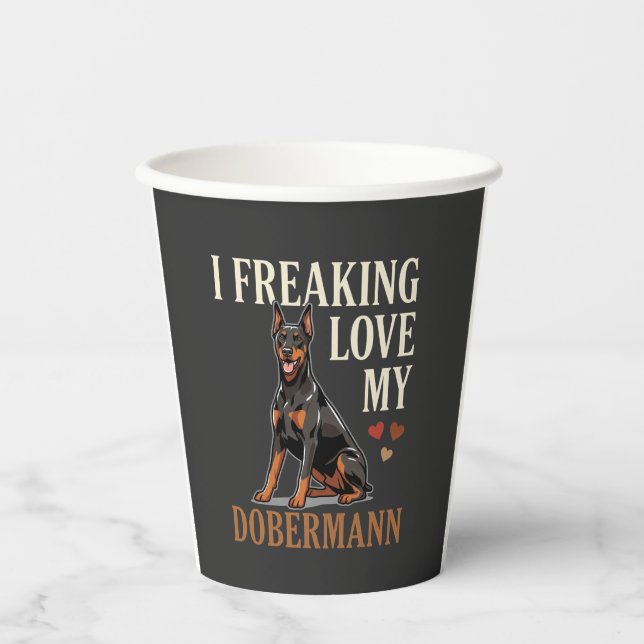 Dobermann Love Dog Lover Paper Cups (Front)