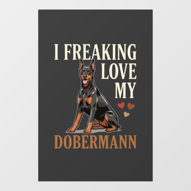 Dobermann Love Dog Lover Window Cling (Sheet)