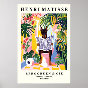 Dobermann on Toilet Print - Matisse Style Bathroom