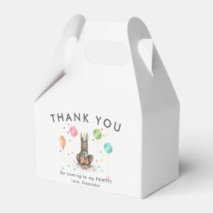 Dobermann Pawty Puppy Dog Birthday Thank You Favor Box