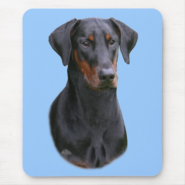 Dobermann Pinscher natural ear mousepad (Front)