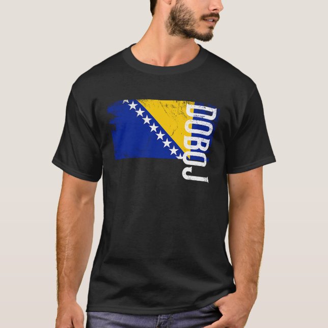 Doboj Bosnia Flag For Bosnian Men Women Kids T-Shirt (Front)
