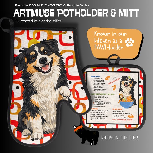DOBRO Aussie Australian Shepherd Oven Mitt & Pot Holder Set (Creator Uploaded)